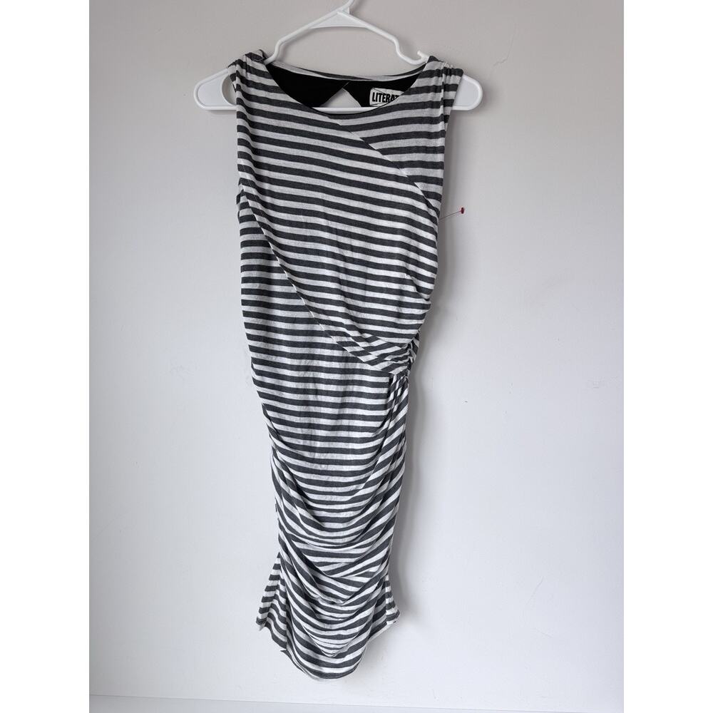 Revolve Literature Noir Size S Black White Striped Front Open Back Mini Dress